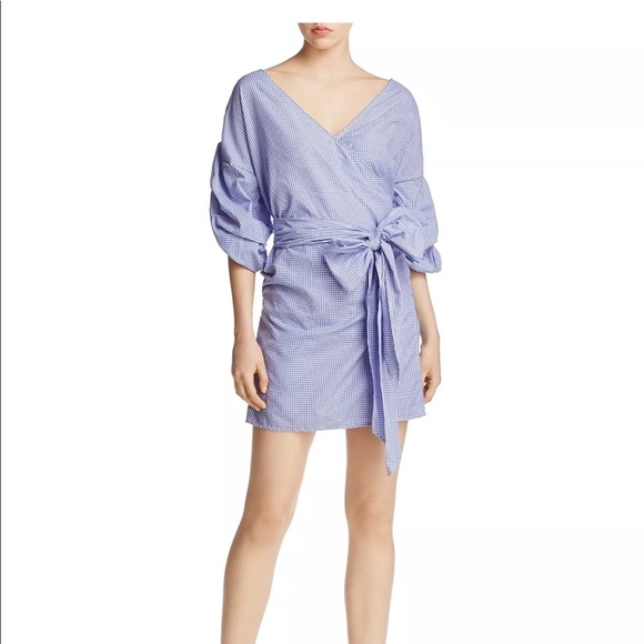 MLM Dresses & Skirts - NWT MLM LABEL SALO WRAP DRESS BLUE WHITE CHECK XS